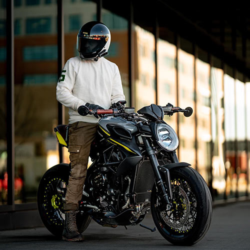 Motorcycle rider on a sport bike
