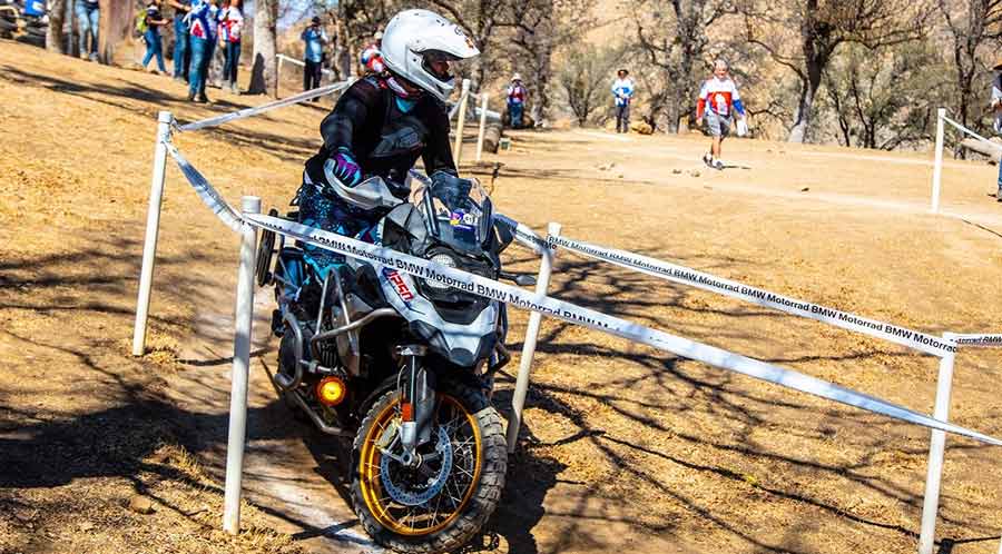 Kandi Spangler navigating BMW skills course