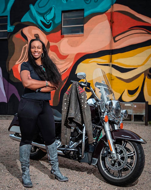 Rachel Renee Baldwin and her Harley-Davidson Road King