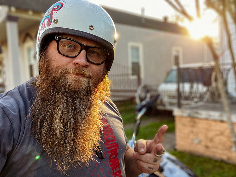 Dumptruck wearing motorcycle helmet