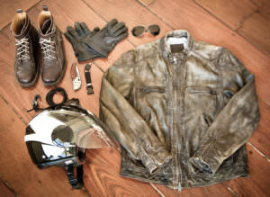 image of motorcycle gear laid out motorcyle advocacy