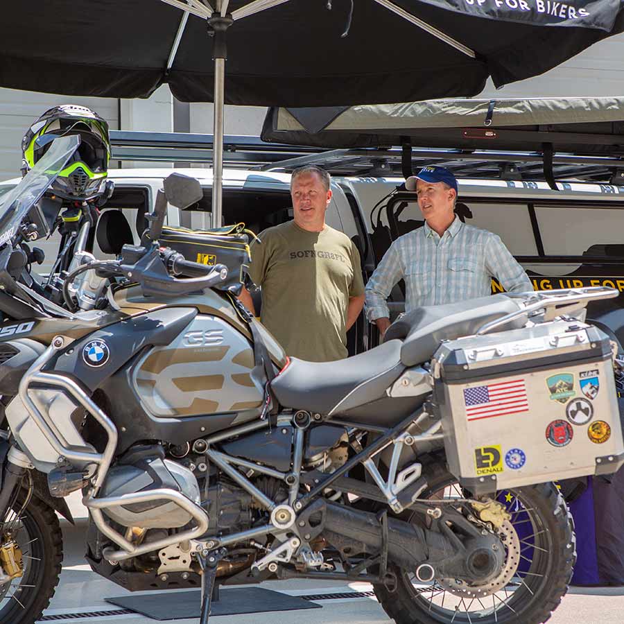 Rider Justice motorcycle lawyer truck ready for overlanding adventure