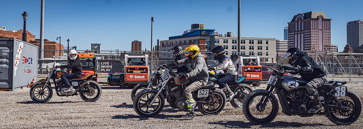 Group of motorcycle riders wearing various safety gear