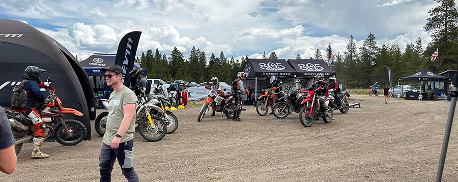 A variety of adventure motorcycles in Colorado