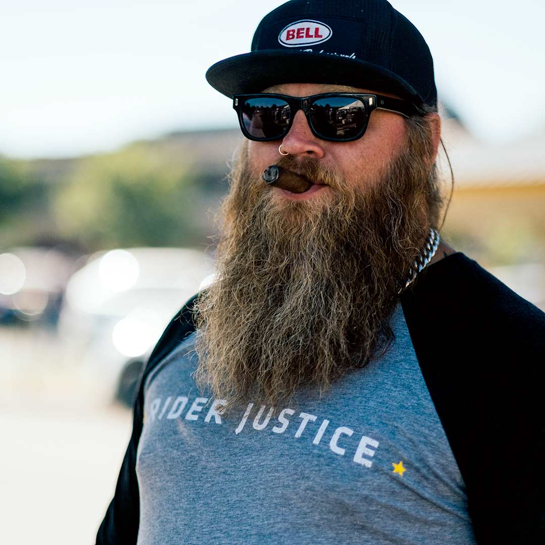Dumptruck wearing Rider Justice t-shirt | Motorcycle lawyers and advocates
