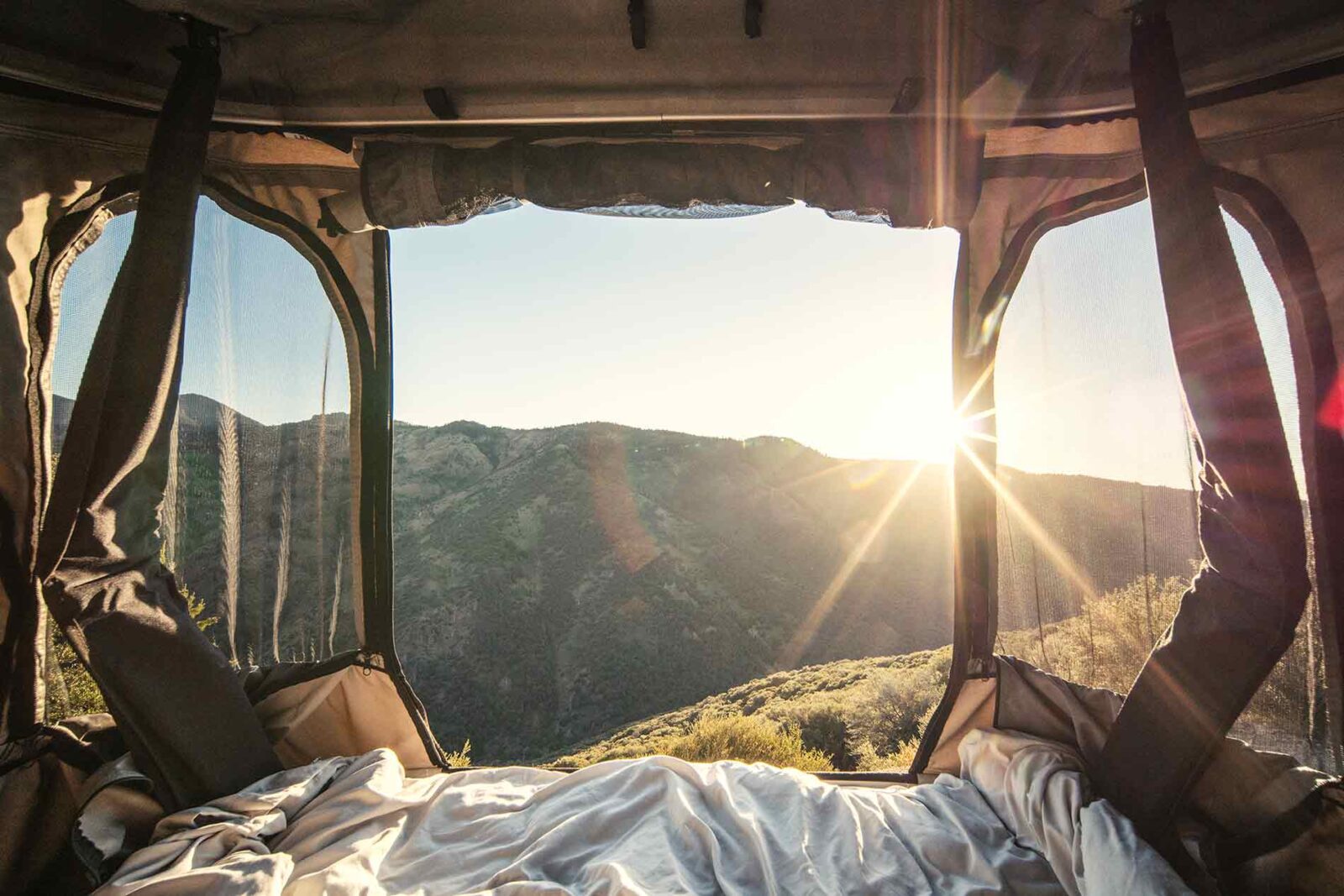Overlanding: view from rooftop tent