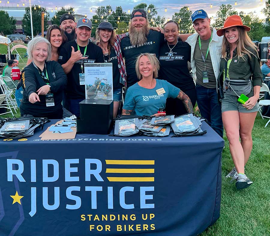 Rider Justice team and friends at Overland Expo Mountain West Moto Dinner  | colorado motorcycle lawyers motorcycle advocates