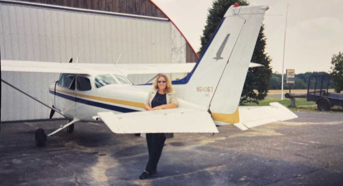 Kandi Spangler at Columbiana County Airport in Lisbon OH where she learned to fly in the early 1990s.