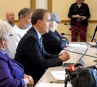 Scott O'Sullivan testifying at Colorado State Capital in support of safer driving laws